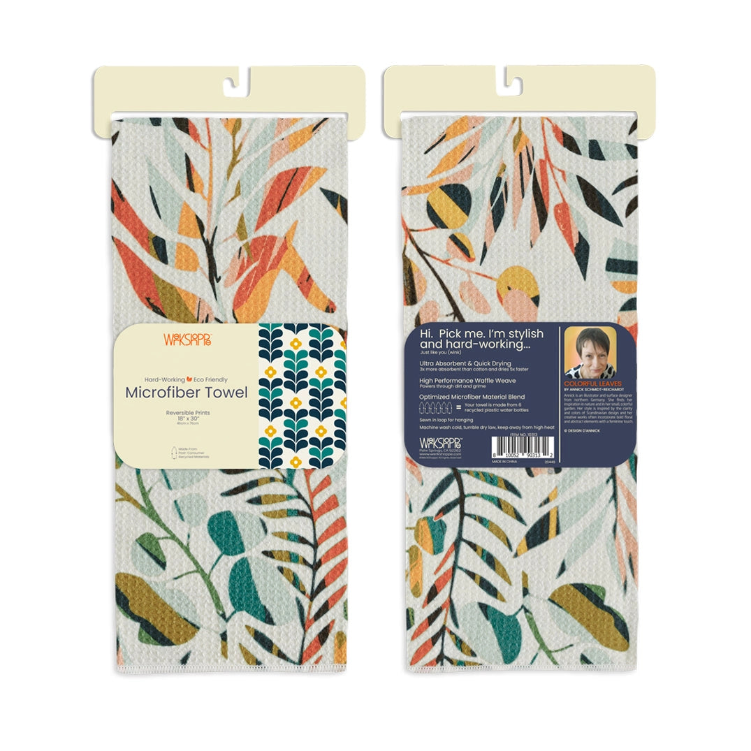 Werkshoppe Colorful Leaves Microfiber Kitchen Dish Towel