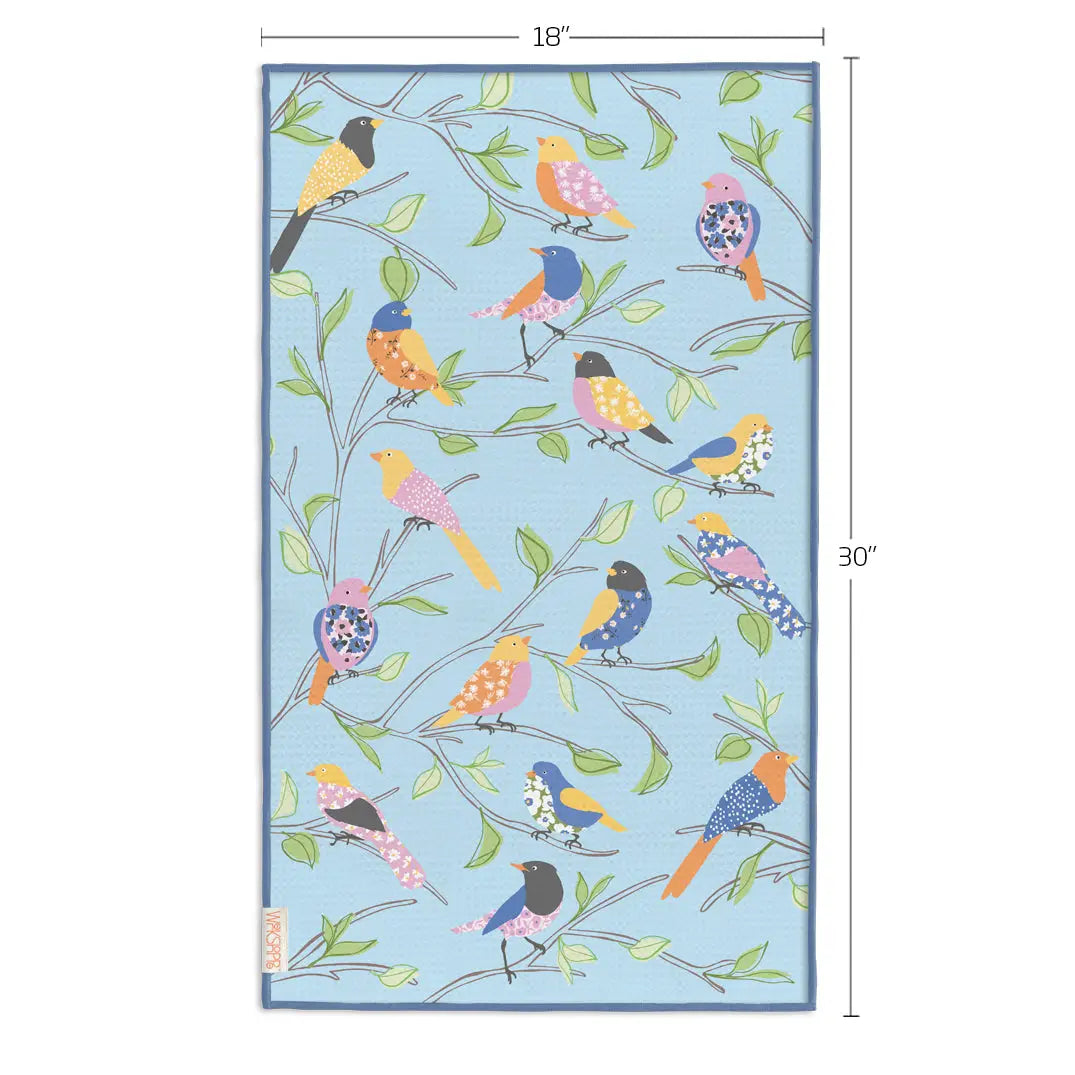 WerkShoppe Floral Finch/Spring Bird Microfiber Towel