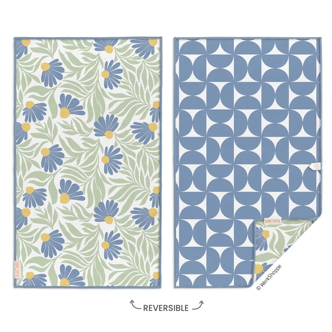 WerkShoppe Blue Coneflower Microfiber Kitchen Towel