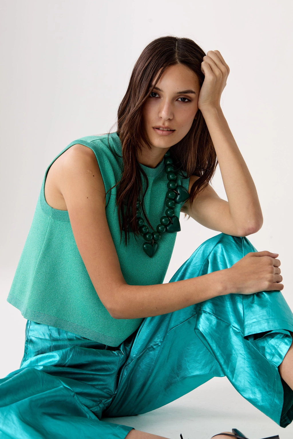 Lanhtropy Glitter Knitted Top Turquoise