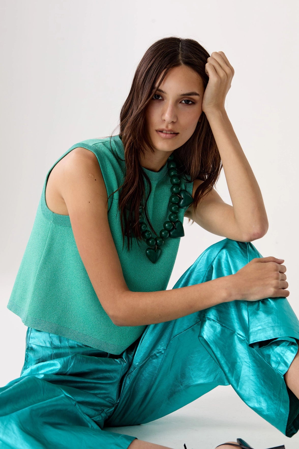 Lanhtropy Glitter Knitted Top Turquoise