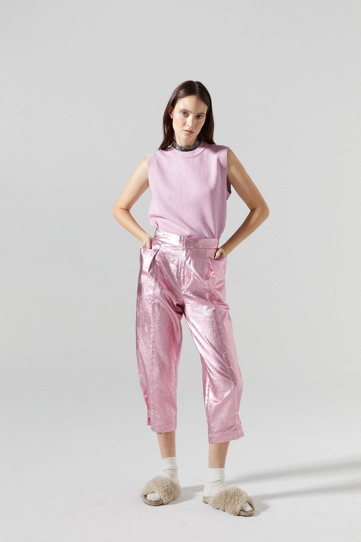 Lanhtropy Glitter Knitted Top Lilac