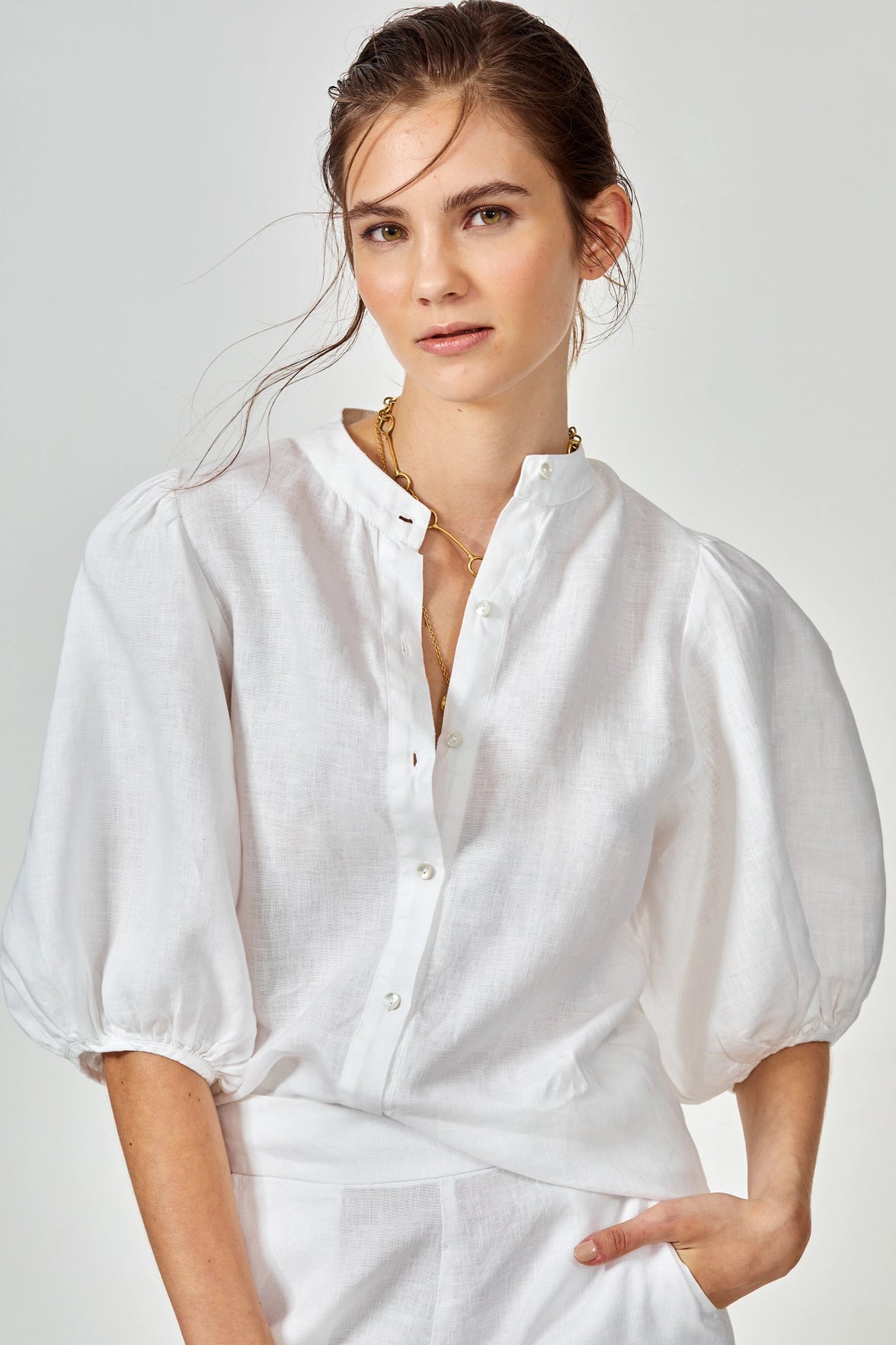 Lanhtropy Bubble Linen Shirt Off White