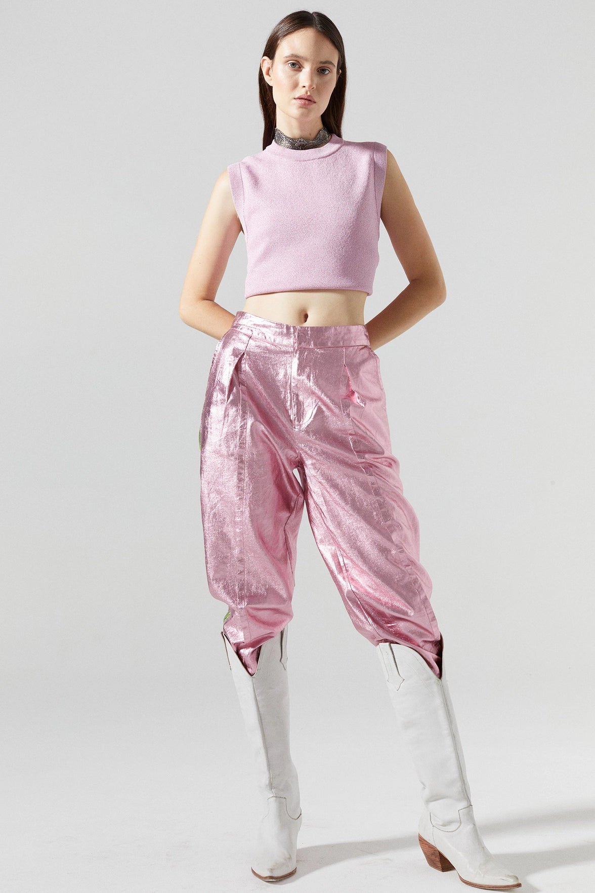 Lanhtropy Glitter Knitted Top Lilac