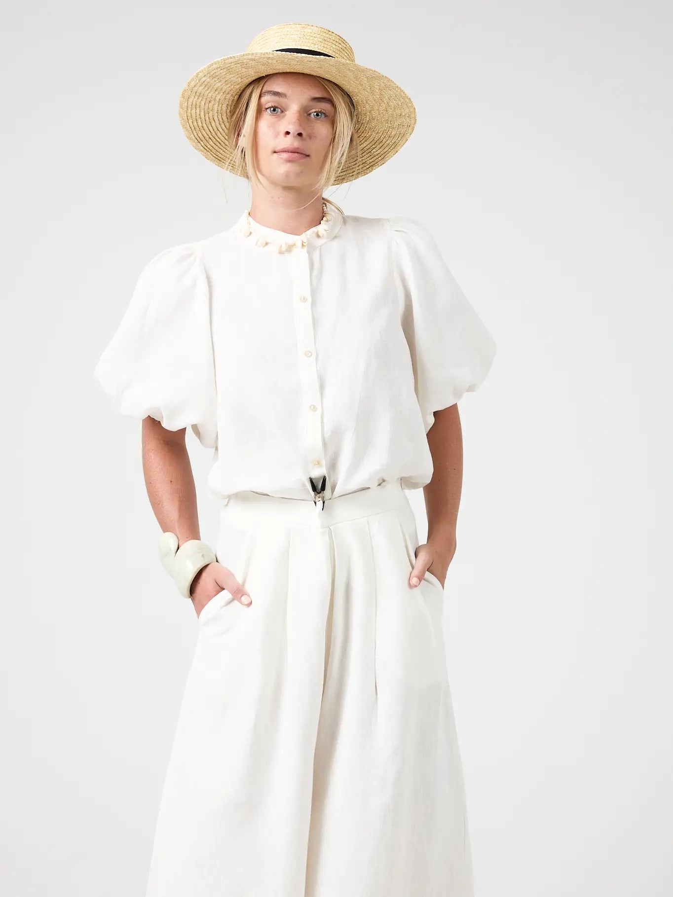 Lanhtropy Bubble Linen Shirt Off White