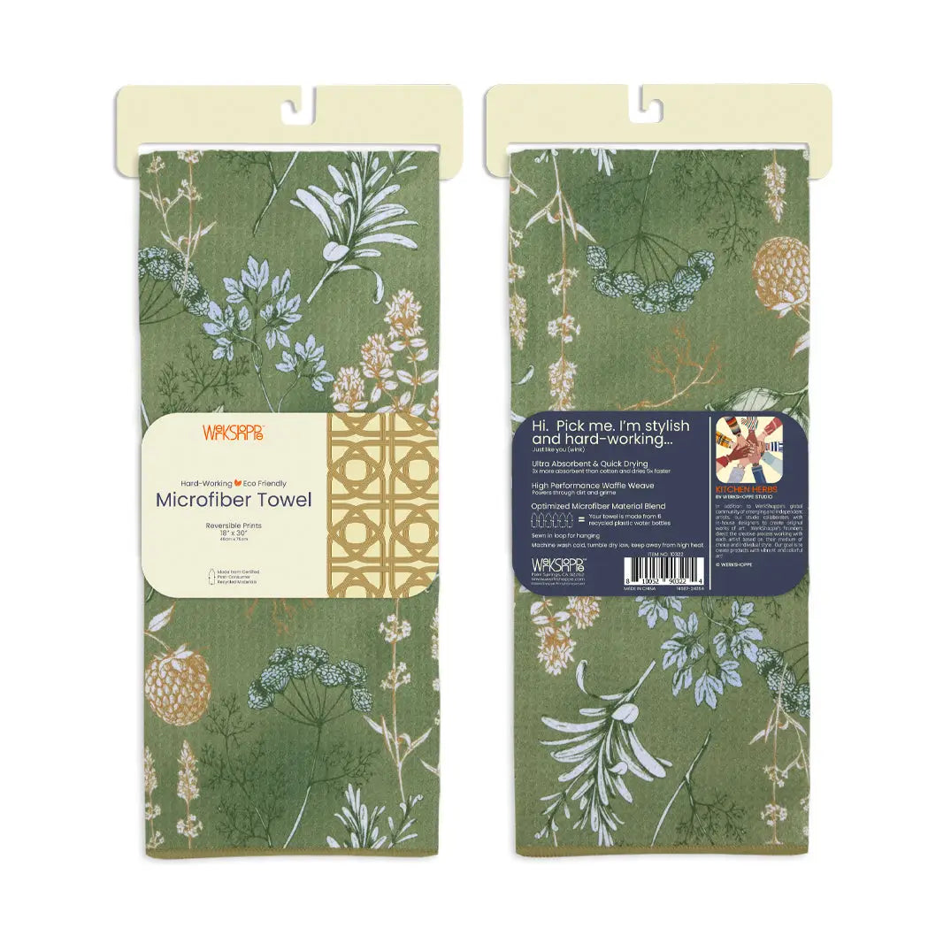 WerkShoppe Kitchen Herbs Microfiber Kitchen Dish Towel