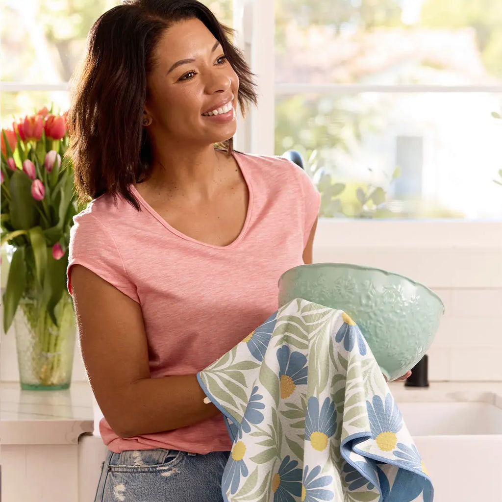 WerkShoppe Blue Coneflower Microfiber Kitchen Towel