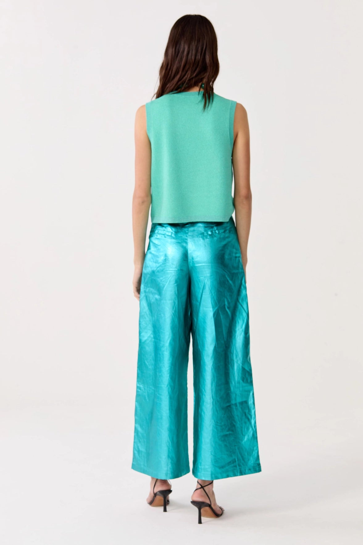 Lanhtropy Glitter Knitted Top Turquoise