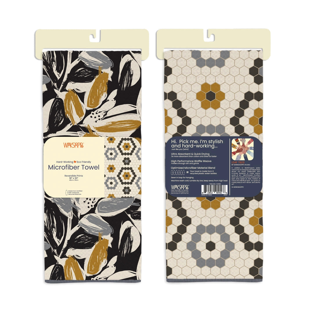 Werkshoppe Leaf Tiles Microfiber Kitchen Dish Towel