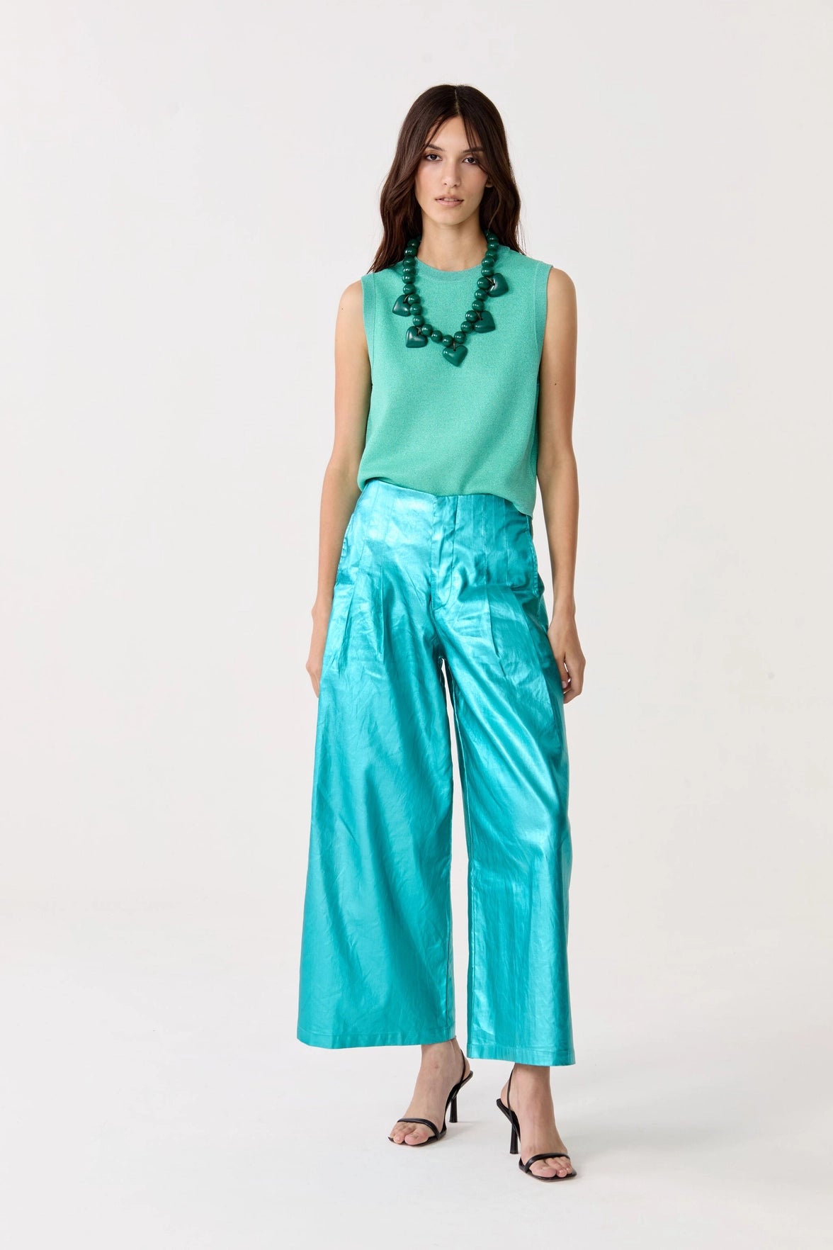 Lanhtropy Glitter Knitted Top Turquoise