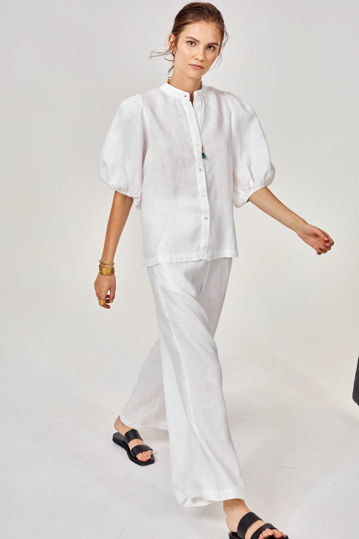 Lanhtropy Bubble Linen Shirt Off White