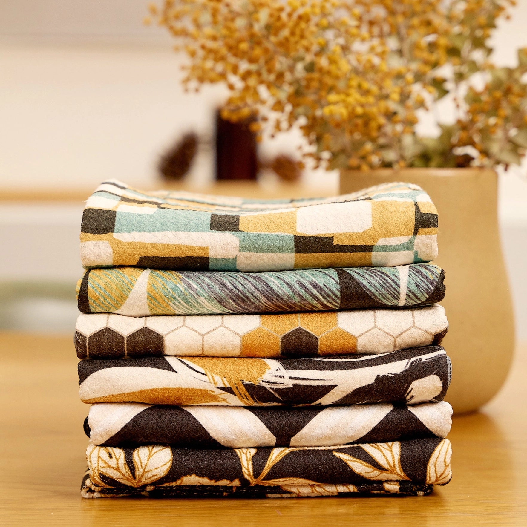 Werkshoppe Leaf Tiles Microfiber Kitchen Dish Towel