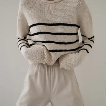 LAUDE the Label Cropped Field Sweater - Stripe