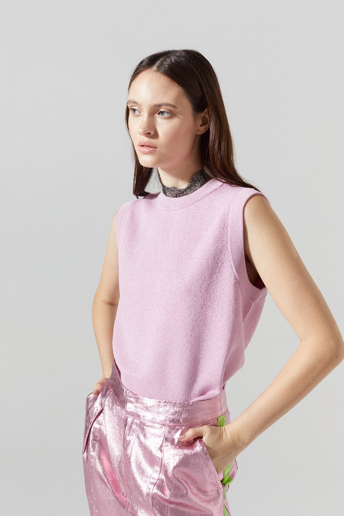 Lanhtropy Glitter Knitted Top Lilac