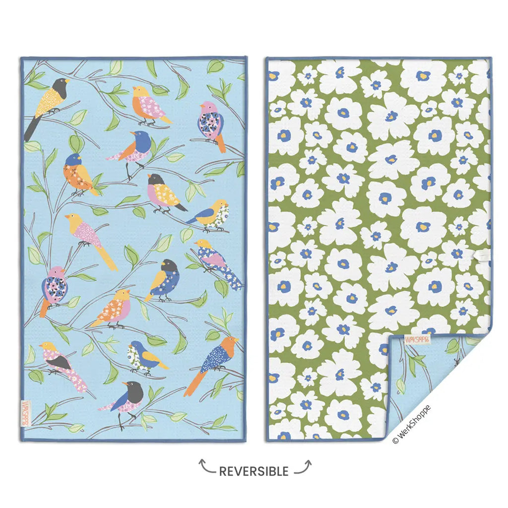 WerkShoppe Floral Finch/Spring Bird Microfiber Towel