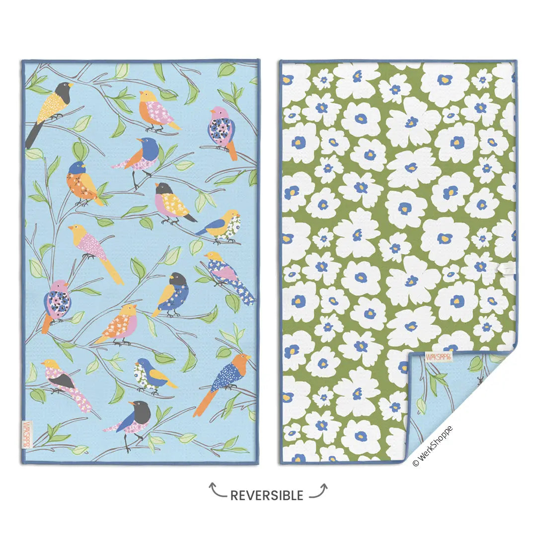 WerkShoppe Floral Finch/Spring Bird Microfiber Towel