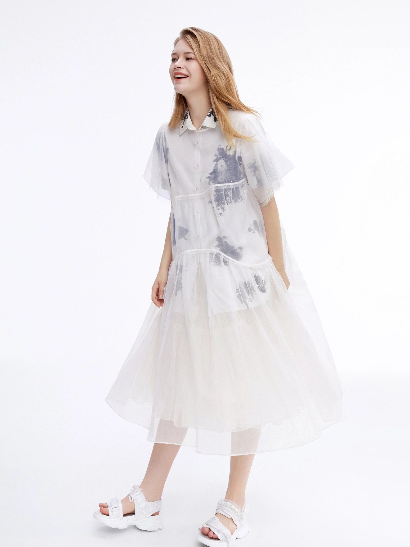 Urlazh Roma Ink-Tulle Overlay Dress