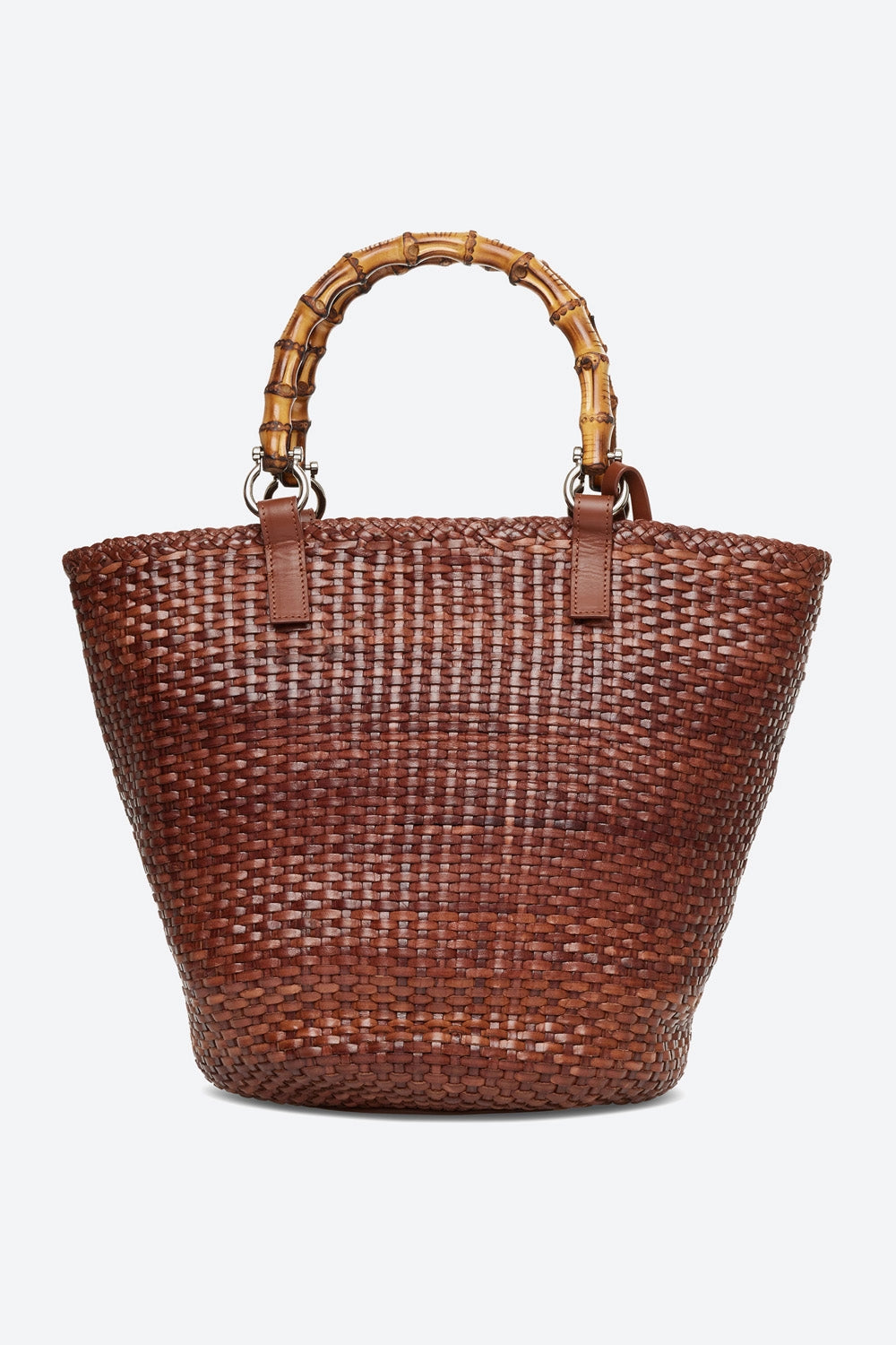 Gaucho Maria Woven Leather Basket Bag in Cognac