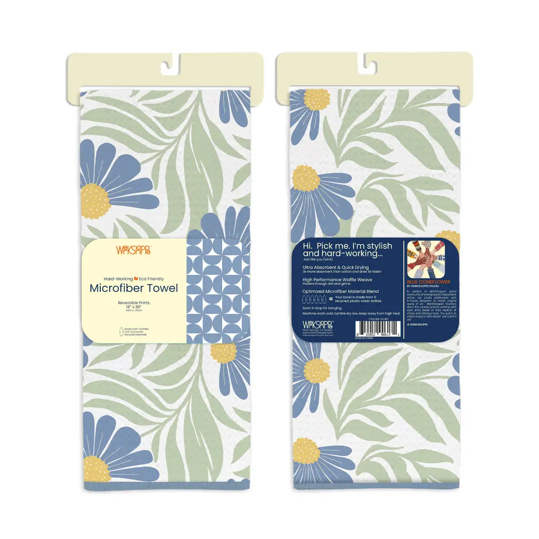 WerkShoppe Blue Coneflower Microfiber Kitchen Towel